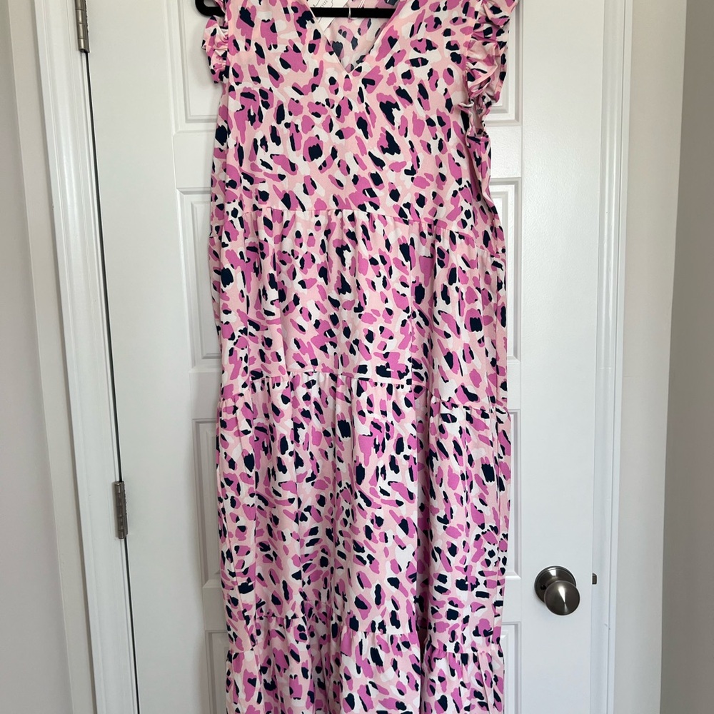 MUDPIE Pink Leopard Print Dress. NWT